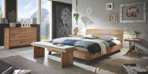 Massivholz-Vintage-Bett Oak-Wild Vintage von Hasena